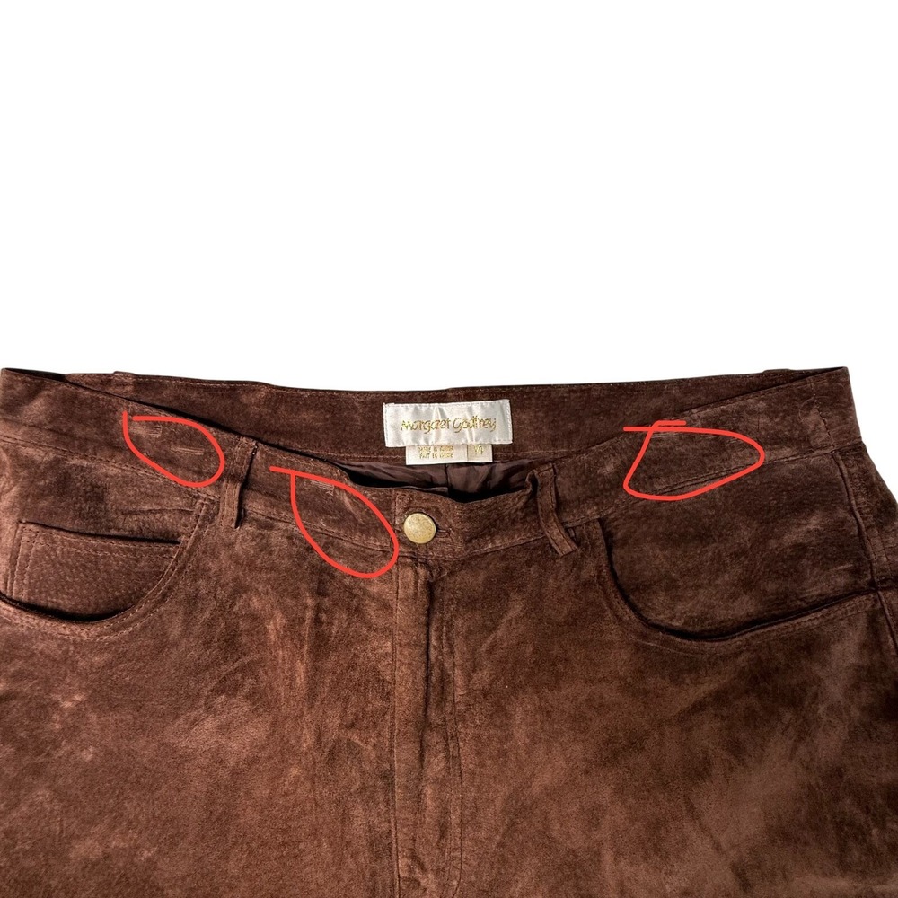 Margaret Godfrey Brown Suede Leather Pants Size 14 High Rise Vintage Style - Picture 4 of 13